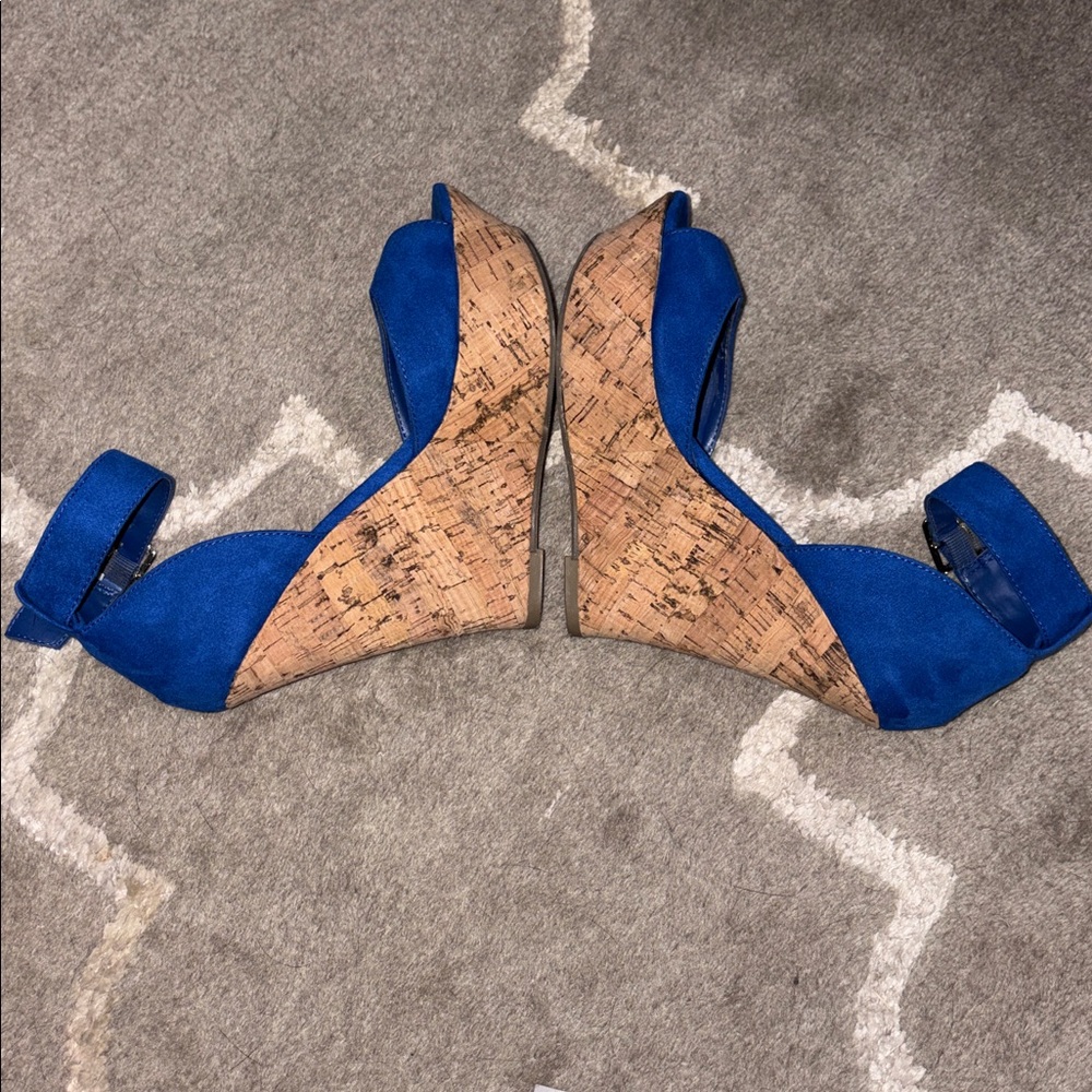 Just fab Mikayla cobalt blue platform wedge heels size 7 - Picture 11 of 17